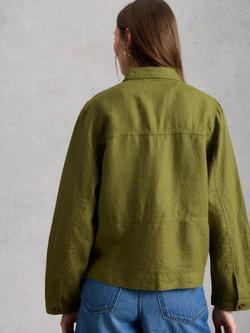 White Stuff Camille Pure Linen Jacket, Green - view 2, Green