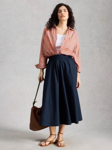 White Stuff Abigail A-Line Midi Skirt, Midnight Blue, Midnight Blue