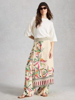 White Stuff Alba Tie Side Linen Rich Wrap Skirt containing LENZING™ ECOVERO™ Viscose, Natural/Multi, Natural/Multi
