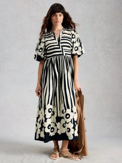 White Stuff Eve Patterned Dress, Navy/Multi, Navy/Multi