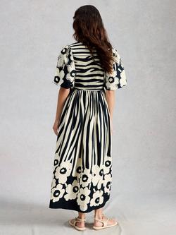 White Stuff Eve Patterned Dress, Navy/Multi - view 2, Navy/Multi