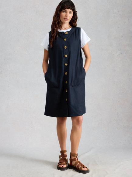 White Stuff Millie Pure Linen Shift Dress, Navy, Navy