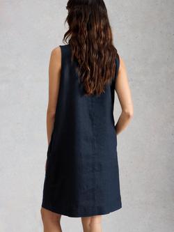 White Stuff Millie Pure Linen Shift Dress, Navy - view 2, Navy