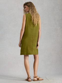 White Stuff Milie Linen Sleeveless Mini Dress, Green - view 2, Green
