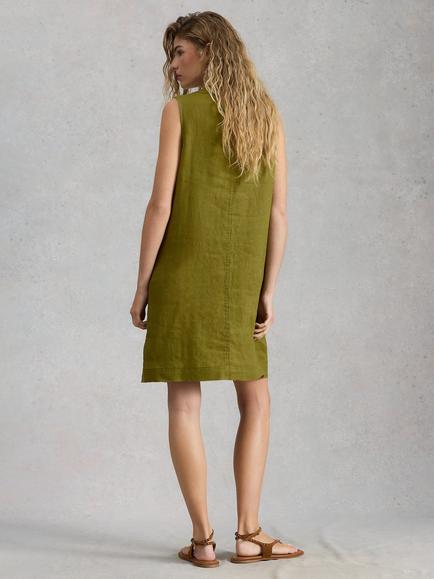 White Stuff Milie Linen Sleeveless Mini Dress, Green - view 2, Green