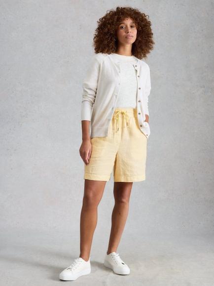 White Stuff Belle Pure Linen Shorts, Yellow - view 2, Yellow