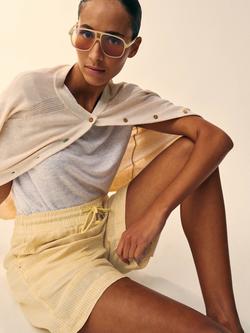 White Stuff Belle Pure Linen Shorts, Yellow, Yellow