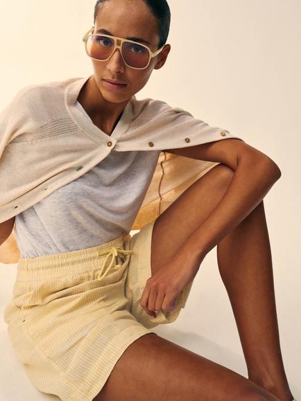 White Stuff Belle Pure Linen Shorts, Yellow, Yellow