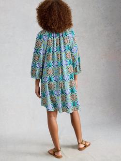 White Stuff Lottie Geometric Kaftan, Green/Multi - view 2, Green/Multi