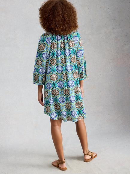 White Stuff Lottie Geometric Kaftan, Green/Multi - view 2, Green/Multi