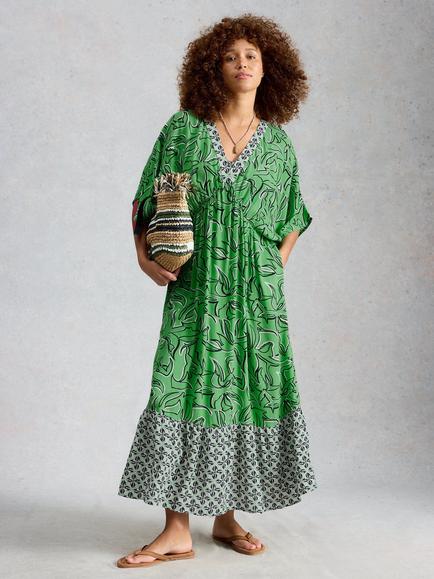 White Stuff Otterley Dress, Green/Multi, Green/Multi
