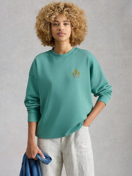 White Stuff Cleo Graphic Sweatshirt, Teal - view 2, Teal