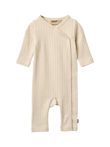 WHEAT Baby Everest Wrap Around Bodysuit, Cream, Cream