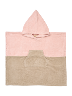 WHEAT Kids' Lille Terry Hooded Beach Poncho, Pink/Brown