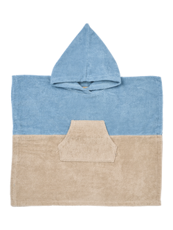WHEAT Kids' Lille Terry Hooded Beach Poncho, Blue/Brown