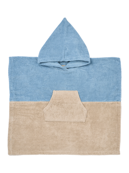 WHEAT Kids' Lille Terry Hooded Beach Poncho, Blue/Brown