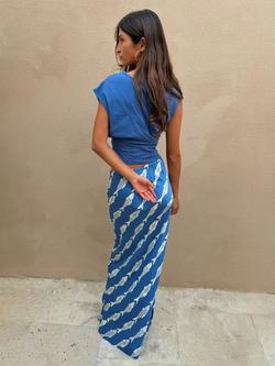 Never Fully Dressed Dorris Marina Fish Skirt containing LENZING™ ECOVERO™ Viscose, Blue/White - view 2, Blue/White