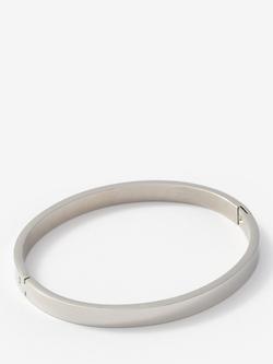 Mint Velvet Stainlesss Steel Slim Hinge Bangle, Silver, Silver