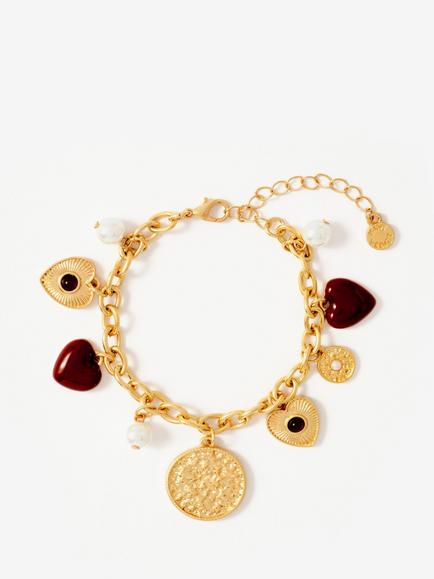 Mint Velvet Multi Charm Bracelet, Gold, Gold