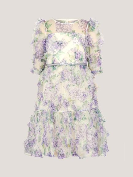 Monsoon Kids' Hydrangea Print Ruffle Party Dress, Multi, Multi