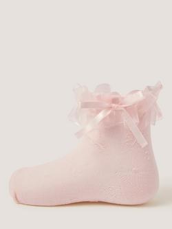 Monsoon Kids' Bow Frilly Socks, Pink, Pink