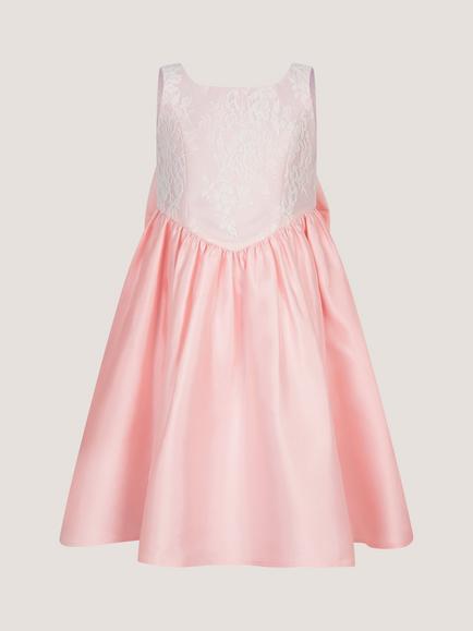 Monsoon Kids' Juno Lace Bodice Party Dress, Sage, Pink
