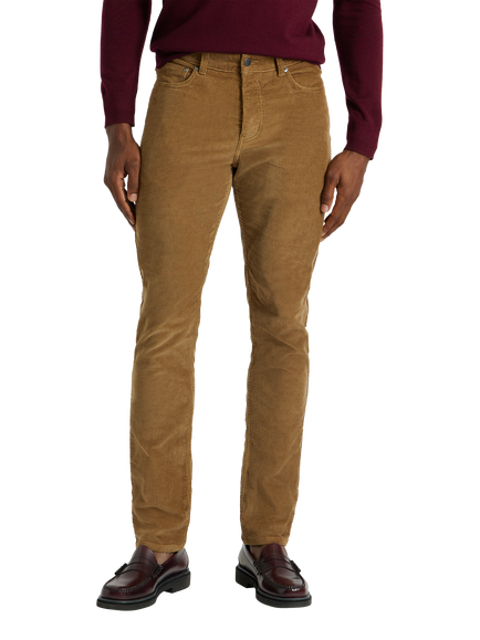 SPOKE Italian Cord Fives Wide Thigh Slim Chinos - view 2, Fawn