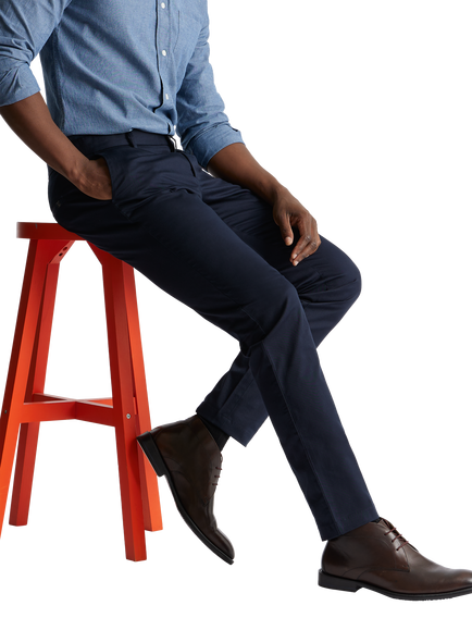 SPOKE Sharps Wide Thigh Slim Chinos, Dark Navy - view 2, Dark Navy