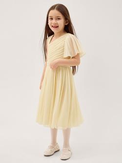 Monsoon Kids' Amalthea Asymmetrical Party Dress, Lemon, Lemon