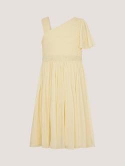 Monsoon Kids' Amalthea Asymmetrical Party Dress, Lemon - view 2, Lemon