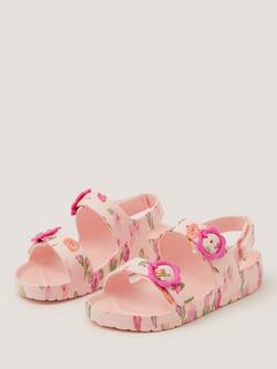 Monsoon Kids' EVA Double Buckle Open Toe Sandals, Ivory/Pink - view 2, Ivory/Pink