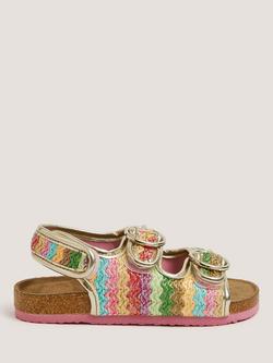 Monsoon Kids' Rainbow Stripe Sandals, Multi, Multi