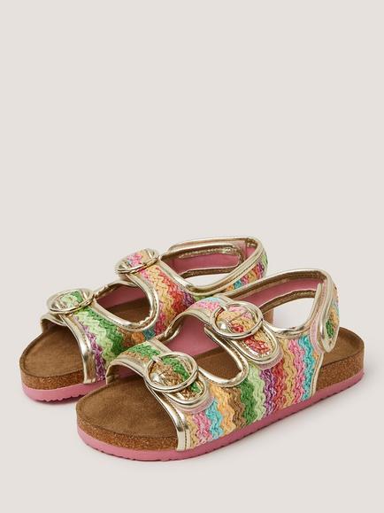 Monsoon Kids' Rainbow Stripe Sandals, Multi - view 2, Multi