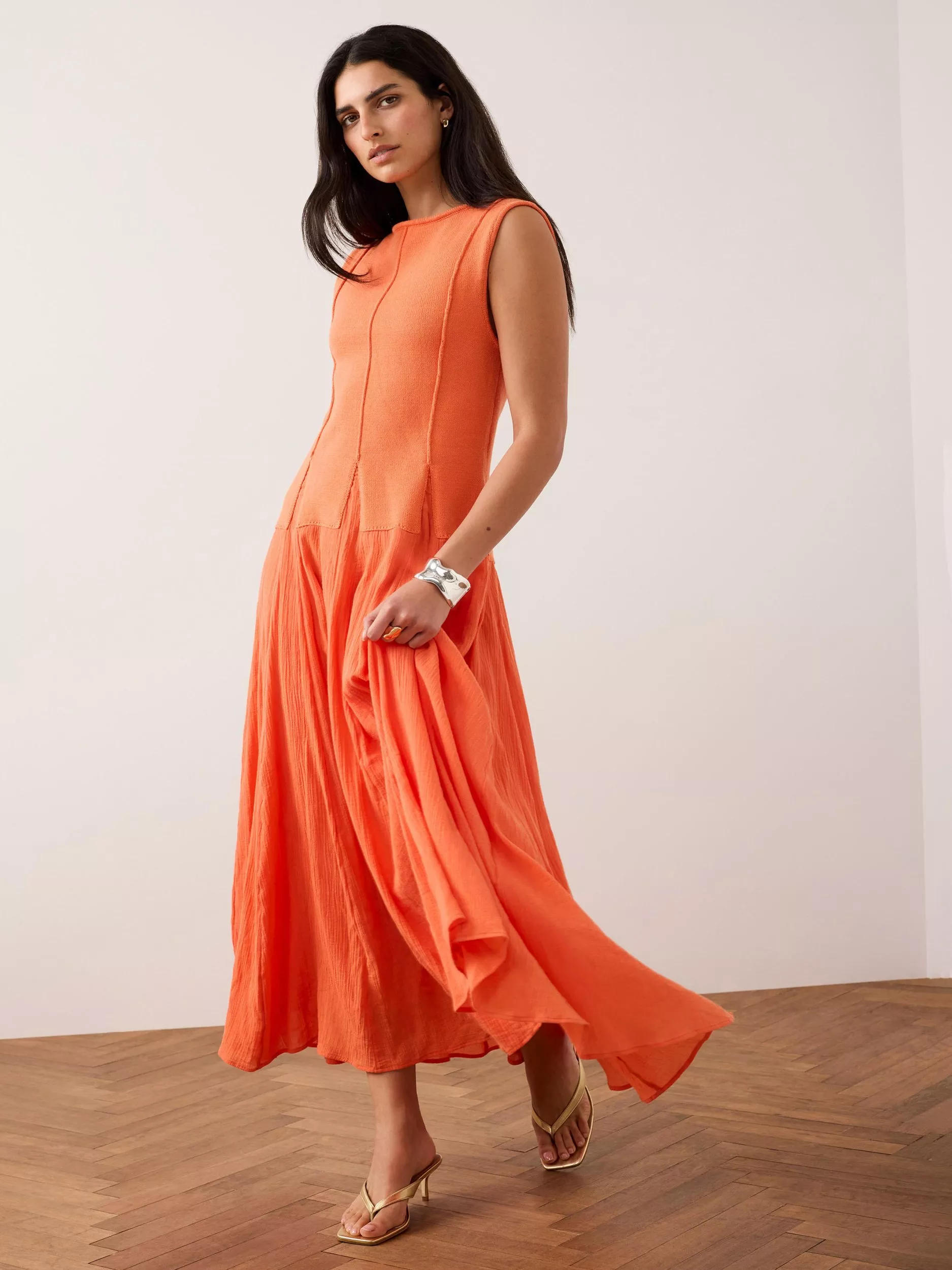 strapless open back dress Haptics Bless Your Love Tiered Dress in Ivory, Orange and Mint