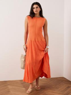 Mint Velvet Drop Waist Maxi Dress, Orange - view 2, Orange