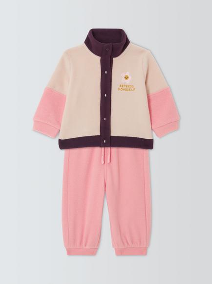 John Lewis Baby Fleece High Neck Top and Bottoms Set, Multi, Multi