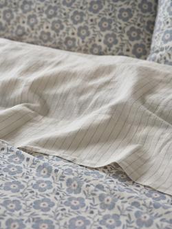 Piglet in Bed Folk Floral Flat Sheet, Dusk Blue, Dusk Blue