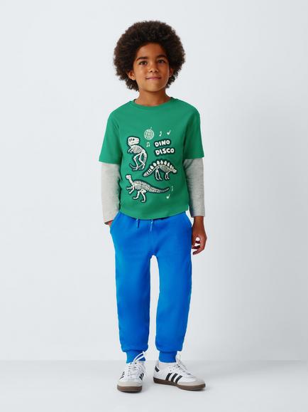 John Lewis Kids' Skeleton Dino Disco Long Sleeve Top, Golf Green - view 2, Golf Green