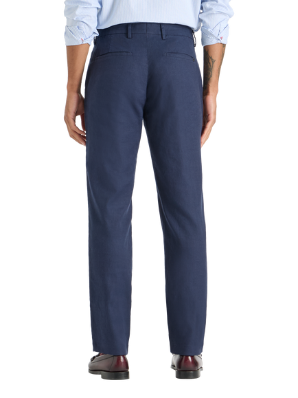 SPOKE Linen Blend Sharps Wide Thigh Slim Chinos, Navy - view 2, Navy
