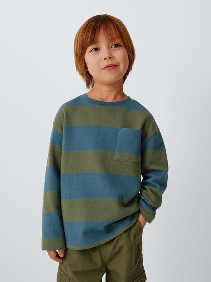 John Lewis Kids' Striped Long Sleeve Top, Fusion/Boy Blue, Fusion/ Boy Blue