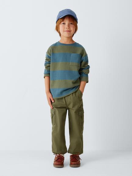 John Lewis Kids' Striped Long Sleeve Top, Fusion/Boy Blue - view 2, Fusion/ Boy Blue
