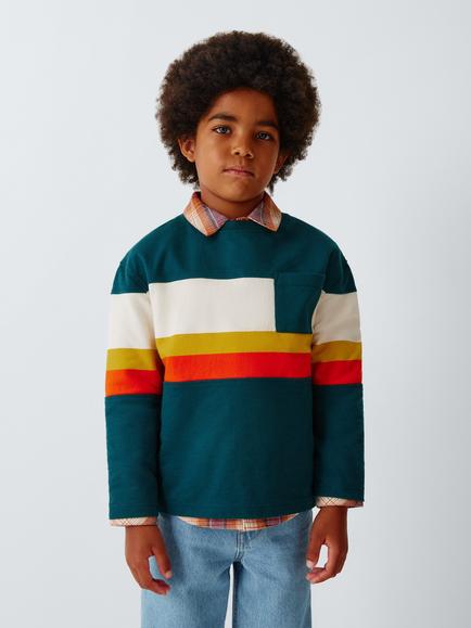 John Lewis Kids' Striped Long Sleeve Top, Dark Sea Multi, Dark Sea Multi