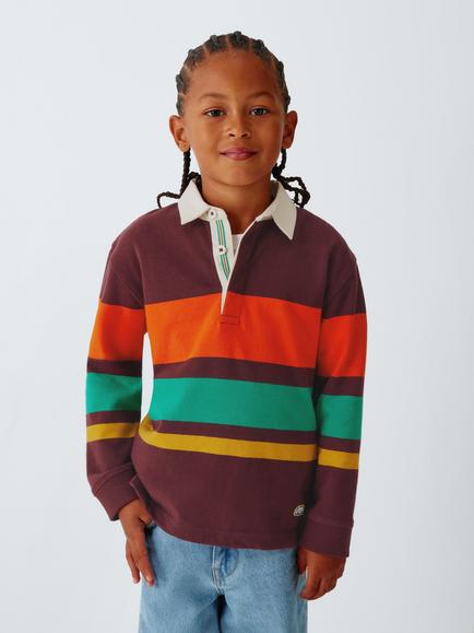 John Lewis Kids' Striped Rugby Top, Fig Multi, Fig Multi