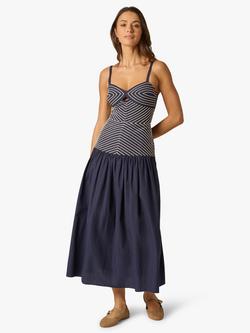 Adrianna By Adrianna Papell Chevron Stripe Drop Waist Dress, Navy/Ivory, Navy/Ivory