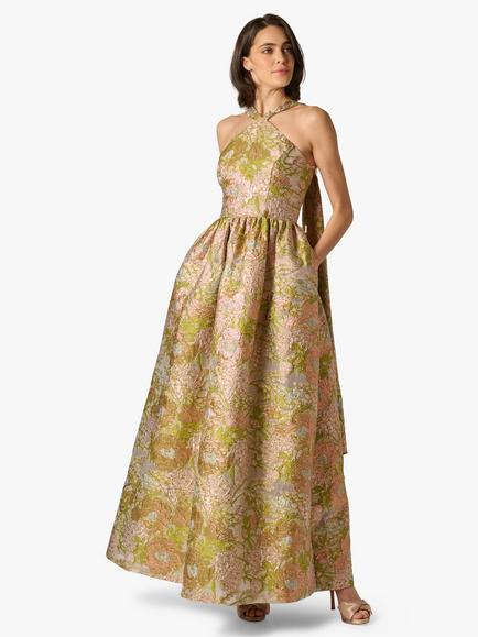 Aidan Mattox by Adrianna Papell Floral Jacquard Maxi Dress, Pink/Multi, Pink/Multi