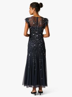 Adrianna Papell Petite Floral Beaded Godet Maxi Dress, Midnight - view 2, Midnight