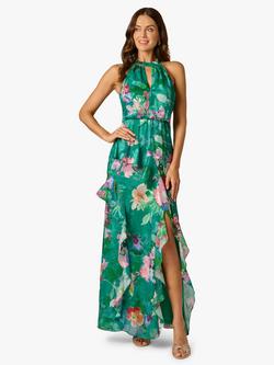 Adrianna Papell Floral Ruffle Mermaid Dress, Green/Multi, Green/Multi