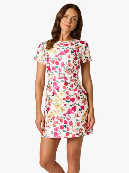 Adrianna Papell Floral Mikado Sheath Dress, Ivory/Multi, Ivory/Multi