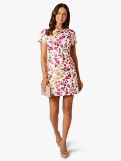 Adrianna Papell Floral Mikado Sheath Dress, Ivory/Multi - view 2, Ivory/Multi