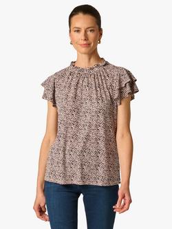 Adrianna Papell Ruffle Neck Knit Top, Champagne, Champagne